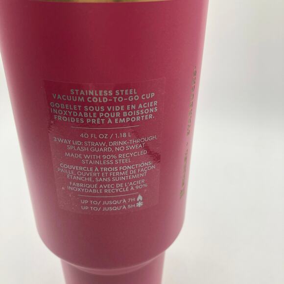 Stanley x Starbucks 40oz Tumbler berry Pink and Gold Holiday 2024 NEW